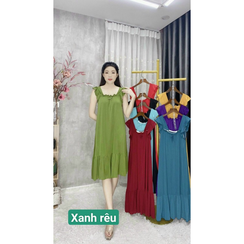 Đầm Thun Lạnh 2 Dây Phối Ren