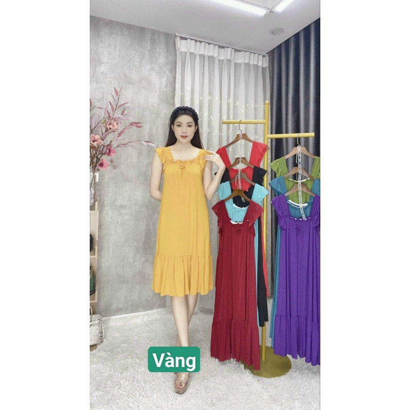 Đầm Thun Lạnh 2 Dây Phối Ren