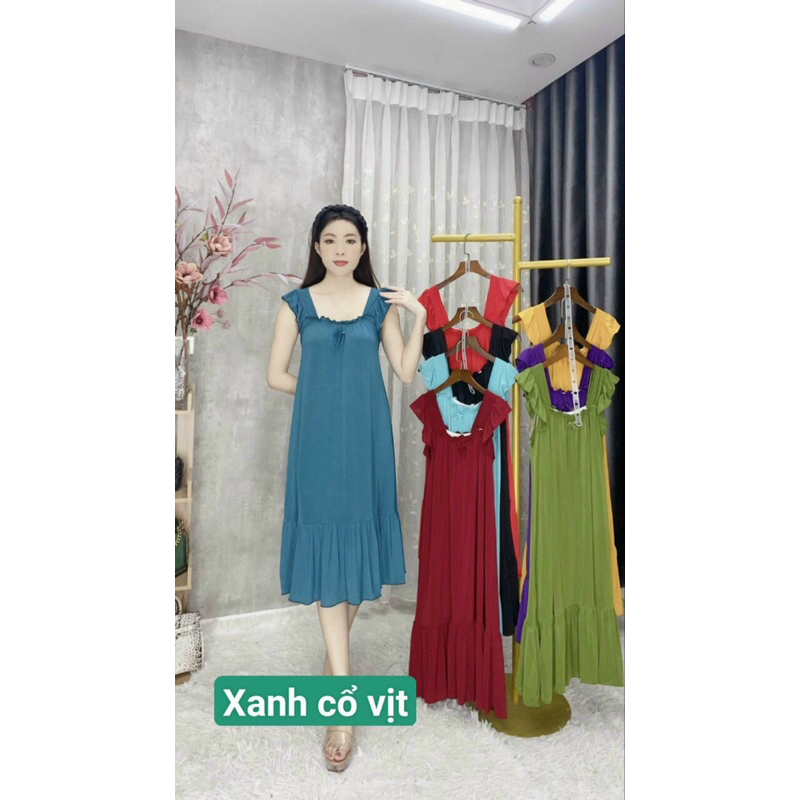 Đầm Thun Lạnh 2 Dây Phối Ren