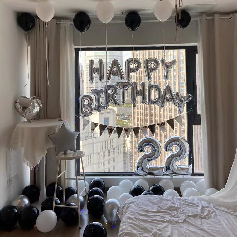 Combo trang trí sinh nhật happy birthday 50 bong bóng kèm đèn Led và đủ đồ phụ kiện trang trí tiệc cho bé trai, gái CB05