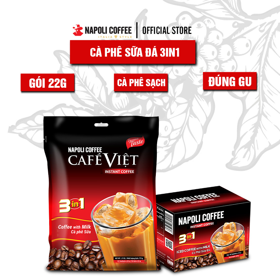 Cà phê hoà tan sữa đá 3in1 Napoli Coffee ngọt ngào hương sữa (22g/gói)