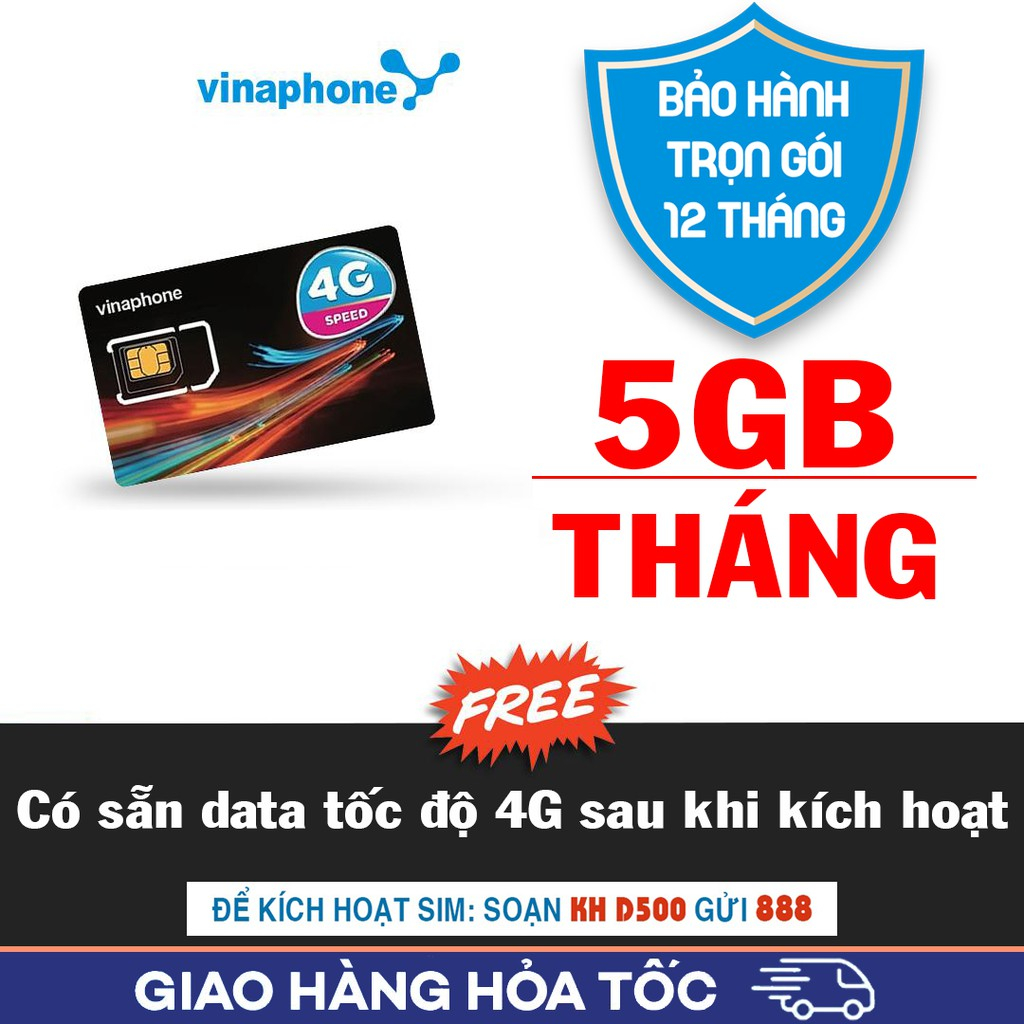 Sim Vina 4G có 5GB/ tháng sử dụng không giới hạn data trong 1 năm