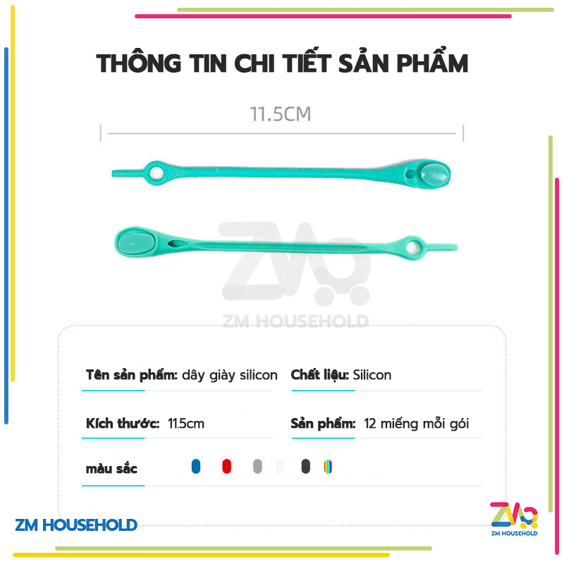 Dây Giày Cao Su Đàn Hồi Thông Minh,Giày Thể Thao Bằng Silicone Co Dãn Không Cần Buộc - Bộ 12 dây