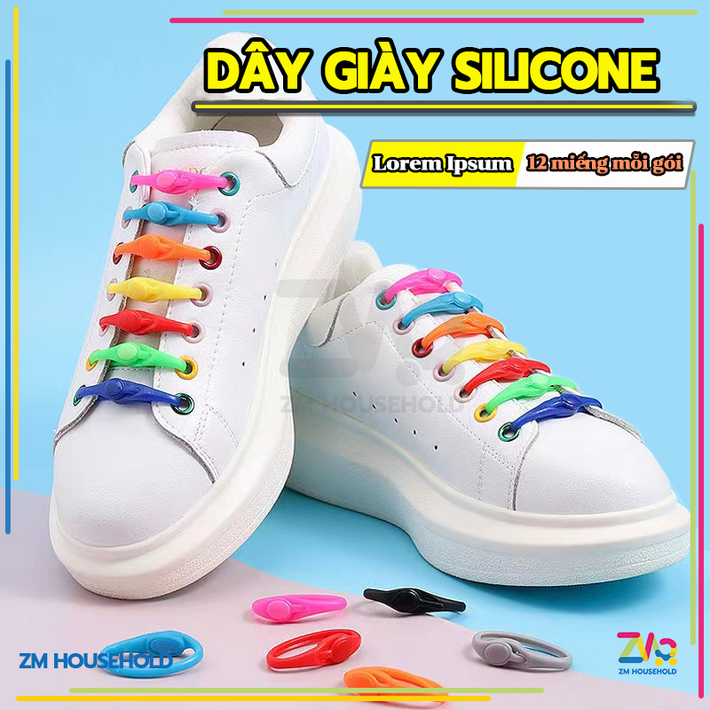 Dây Giày Cao Su Đàn Hồi Thông Minh,Giày Thể Thao Bằng Silicone Co Dãn Không Cần Buộc - Bộ 12 dây