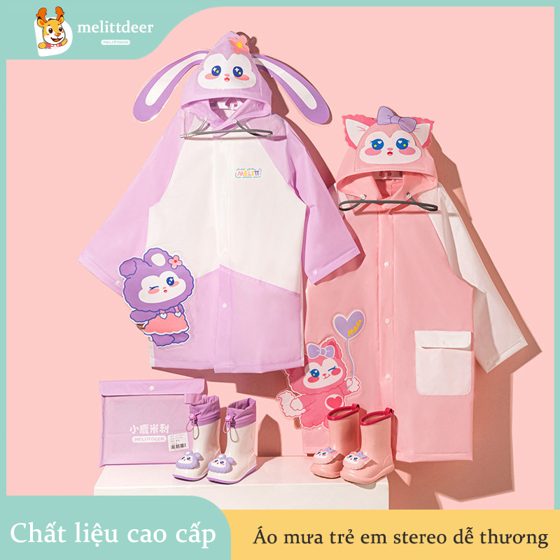 Áo mưa trẻ em cao cấp, chất liệu EVA an toàn, đủ size đủ màu