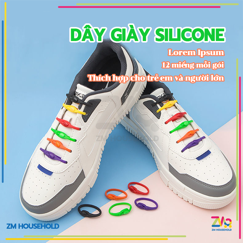 Dây Giày Cao Su Đàn Hồi Thông Minh,Giày Thể Thao Bằng Silicone Co Dãn Không Cần Buộc - Bộ 12 dây