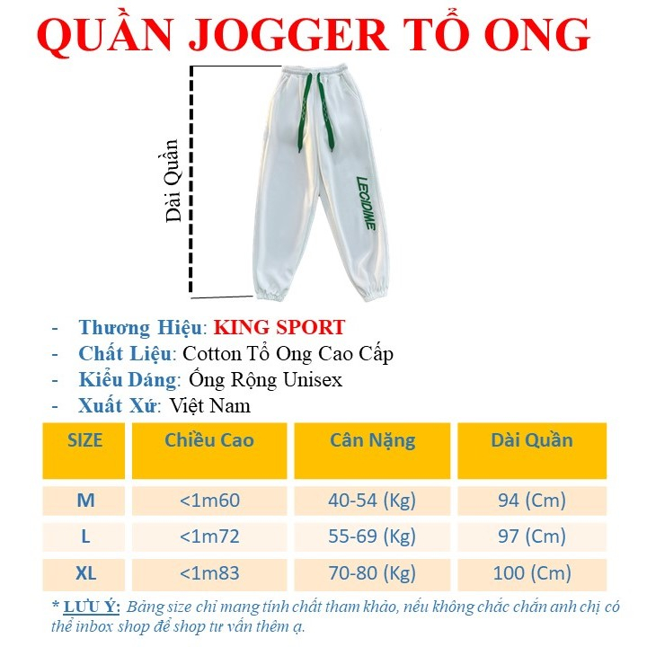 Quần jogger nam nữ ống rộng unisex đẹp thêu chữ chất cotton tổ ong KING SPORT Quần dài bo ống dáng thể thao dày dặn QN03