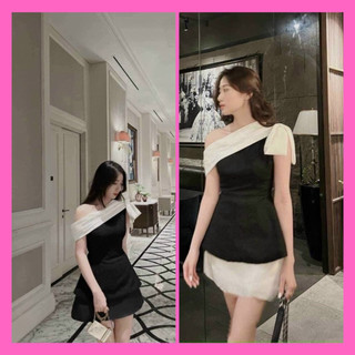 Set Chân Váy Nữ - Áo Lệch Vai Nữ Dáng Xòe Kèm Chân Váy Chữ A Lưng Thun Có Lót Cá Tính Siêu Xinh Thời Trang