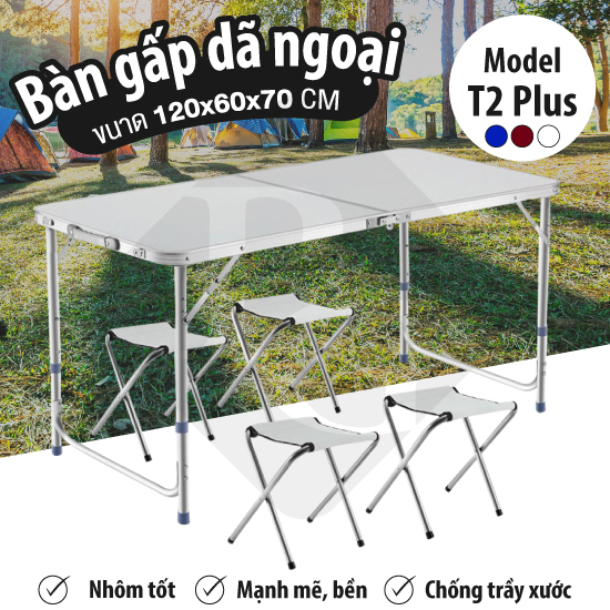 (ALL COLOR T2PLUS )BG-Bàn ghế dã ngoại xếp gọn picnic du lịch leo núi gấp gọn chắc chắn, độ bền cao,dùng ngoài trời