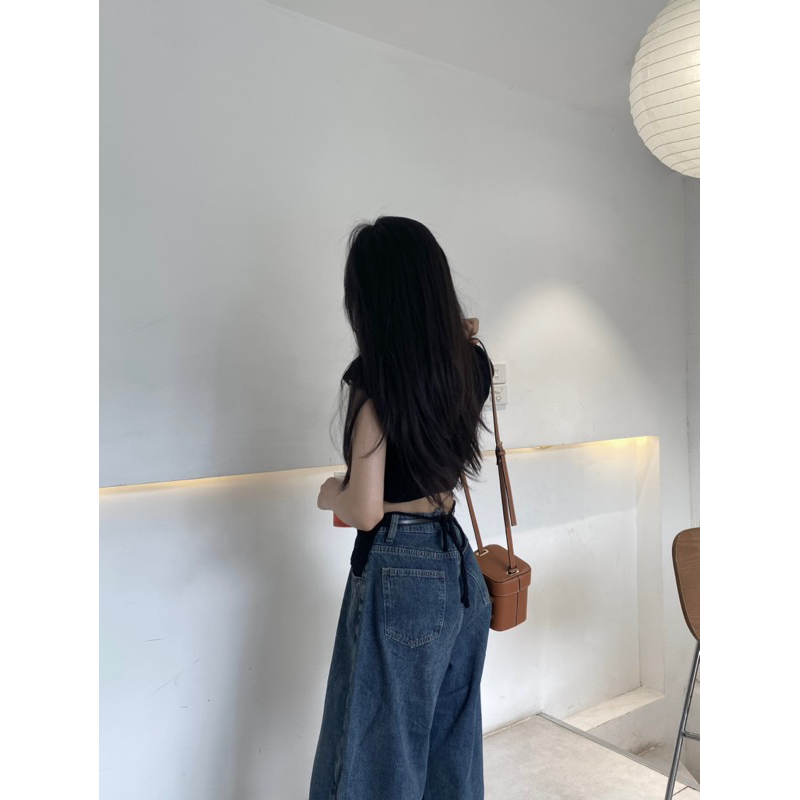 Áo mongtoghi cổ vuông eo cột dây (có sẵn)