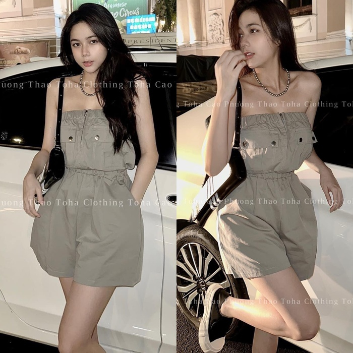 JUMPSUIT ỐNG ĐỒ BAY QUẦN VÁY TRƠN NGẮN TÚI HỘP LƯNG CAO ỐNG RỘNG ĐI BIỂN DẠO PHỐ ĐI TIỆC
