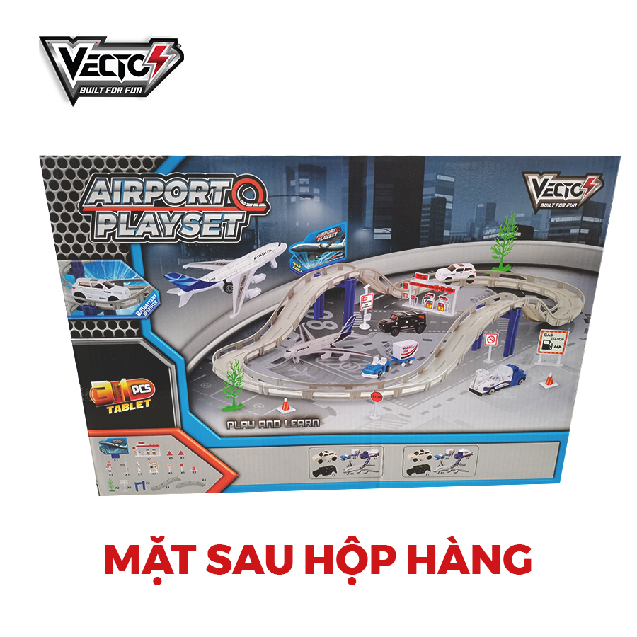 Bộ Đồ Chơi Lắp Ráp Đường Ray Và Xe Chạy Pin - Set Sân Bay VECTO VT557-3