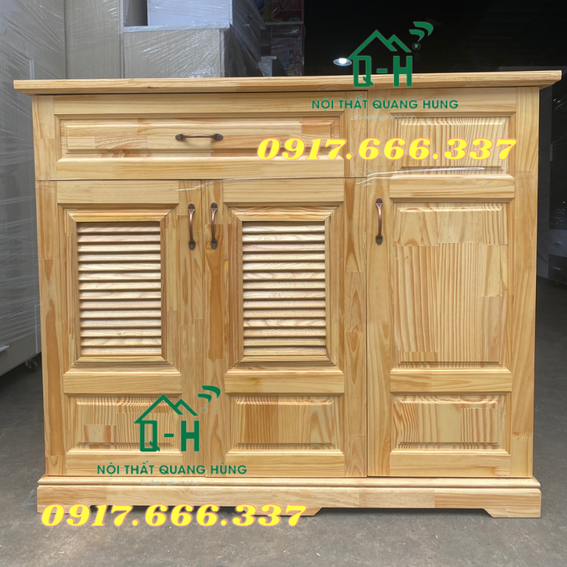 TỦ ĐỰNG GIÀY DÉP GỖ THÔNG 1MX97X33CM MÀU VÀNG SƠN PU - CHỐNG MỐI ĂN