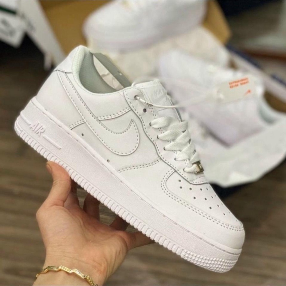 Giày nike_AF1 trắng Full, Giày sneaker nike_air_force 1 vệt nâu White brown nam nữ cao cấp Full Box Bill dễ phối đồ