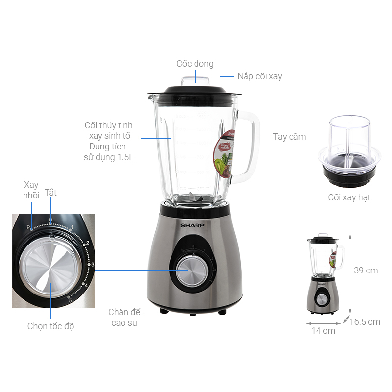 Máy xay sinh tố đa năng Sharp EM-S155PV-WH // EM-S155GV-ST