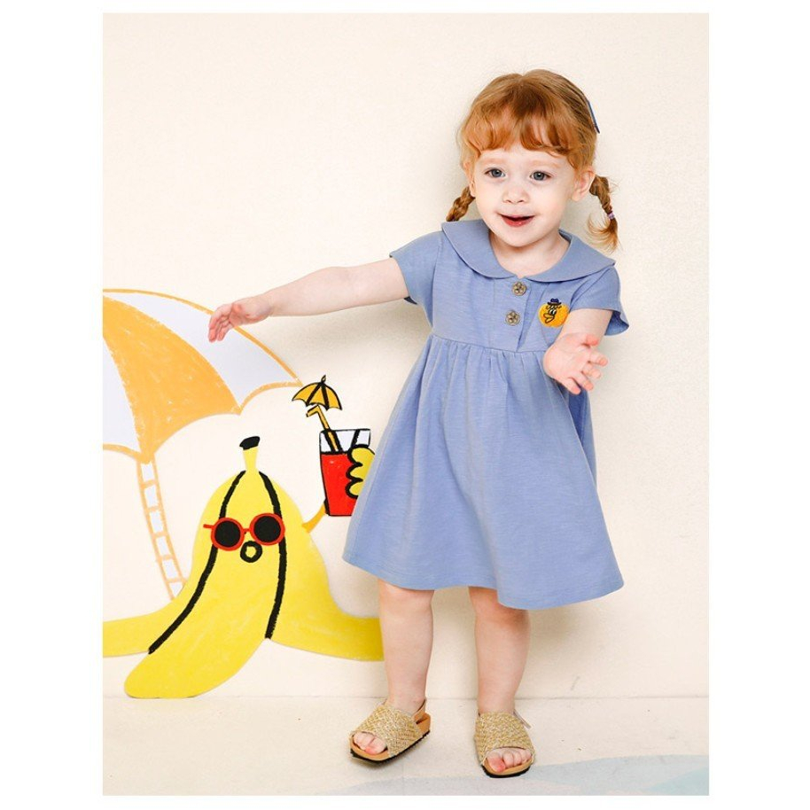 Váy BabyDoll MILK MILE Bé Gái Xuất Hàn Dư Xịn, Váy Cổ Thủy Thủ Cotton Xước Siêu Mềm Mát, Size 90-140
