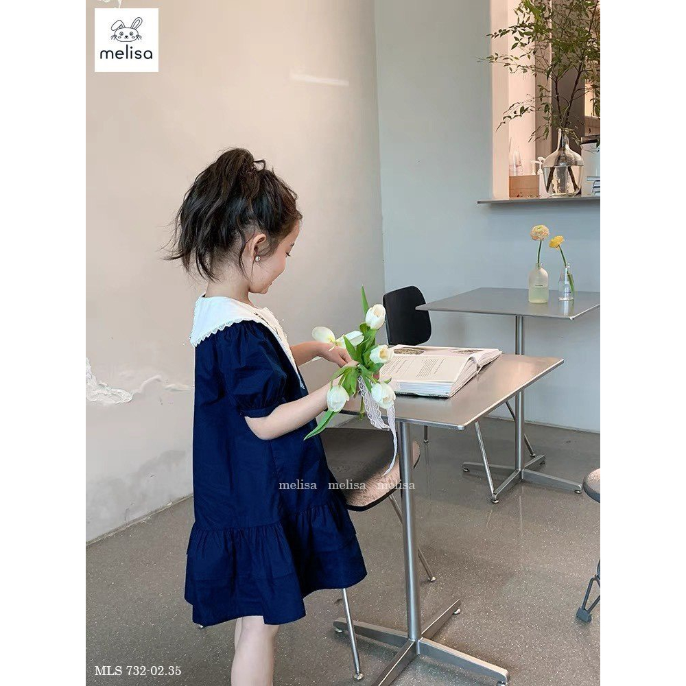 Váy Hè Bé Gái MELISA  MLS 732-02.35, Váy Cổ Bản Rộng In Hoa Hồng, Size 18M-11Y