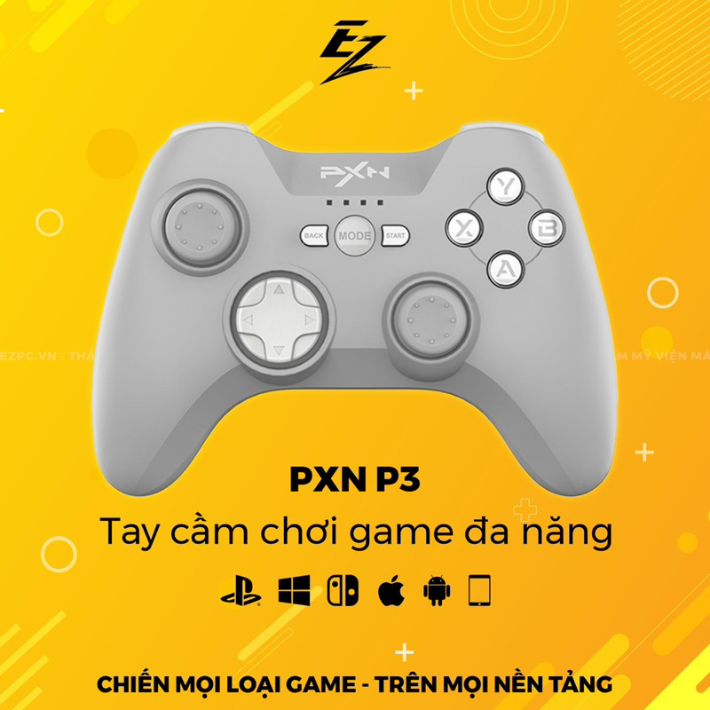 Tay Cầm Chơi Game Không Dây PXN P3 Grey Cho PC/PS3/Android/iOS | GEARBROS