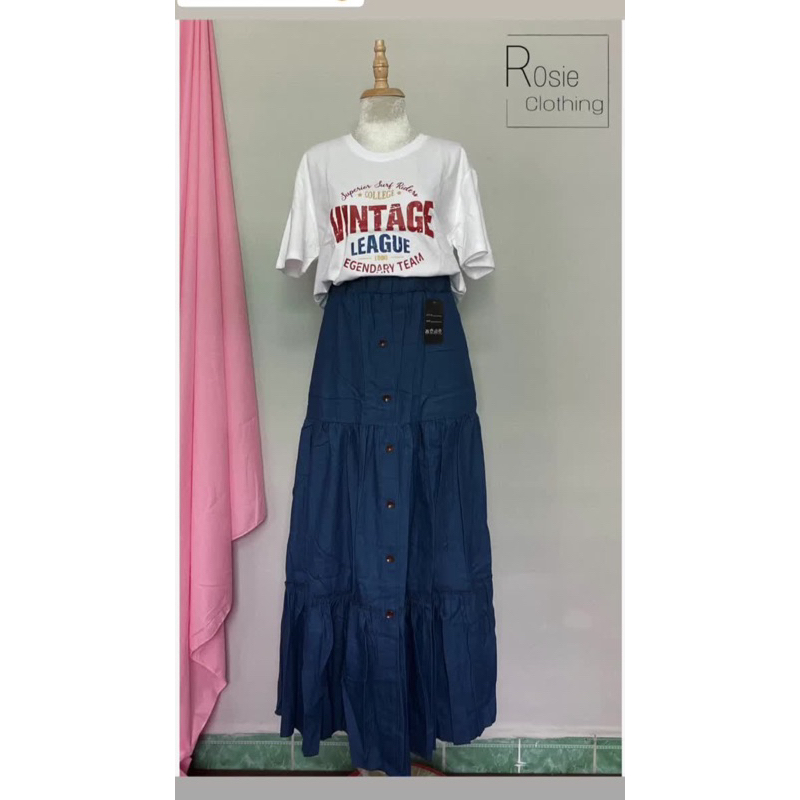 | Chân váy jean dài phong cách boho  🌸