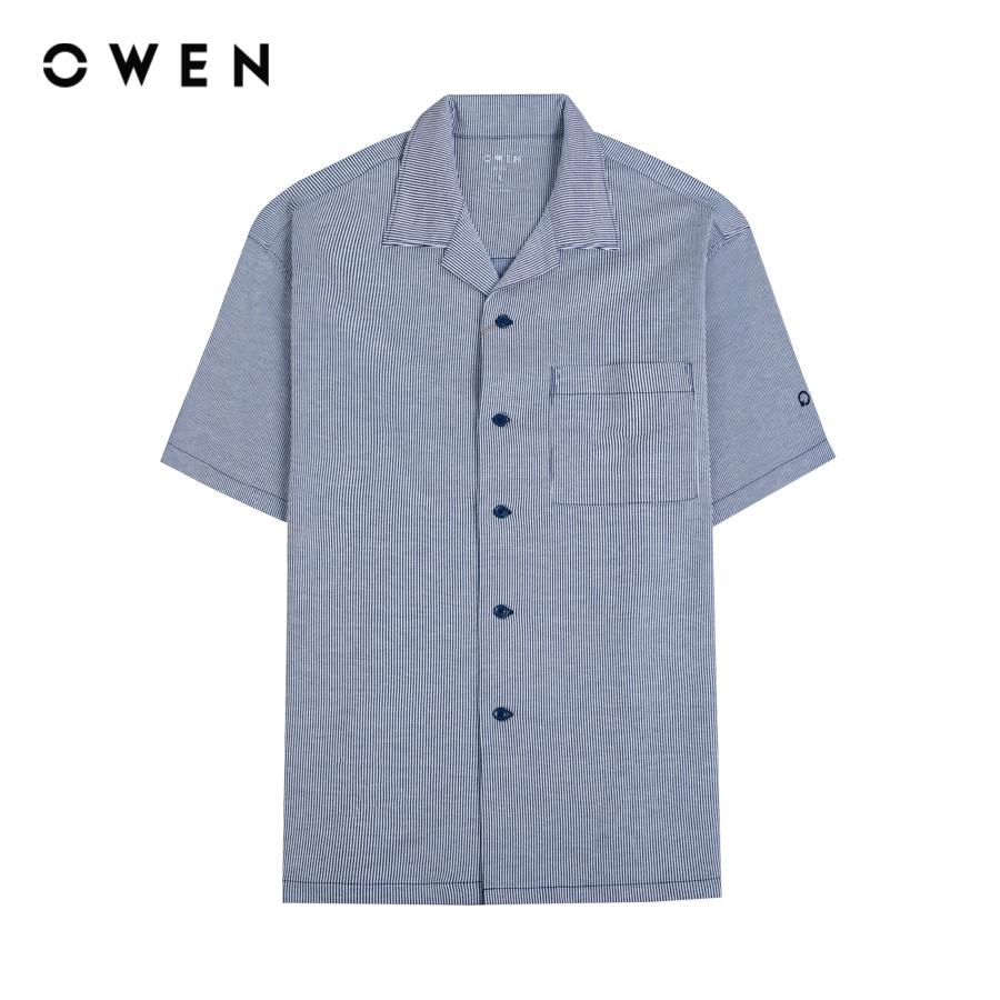 OWEN - Áo Sơ mi ngắn tay Nam Owen Body Fit Navy Renu- AE231546