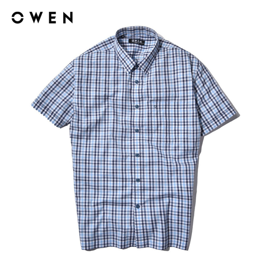 OWEN - Áo sơ mi ngắn tay Body Fit Xanh Bamboo - BA22557NT