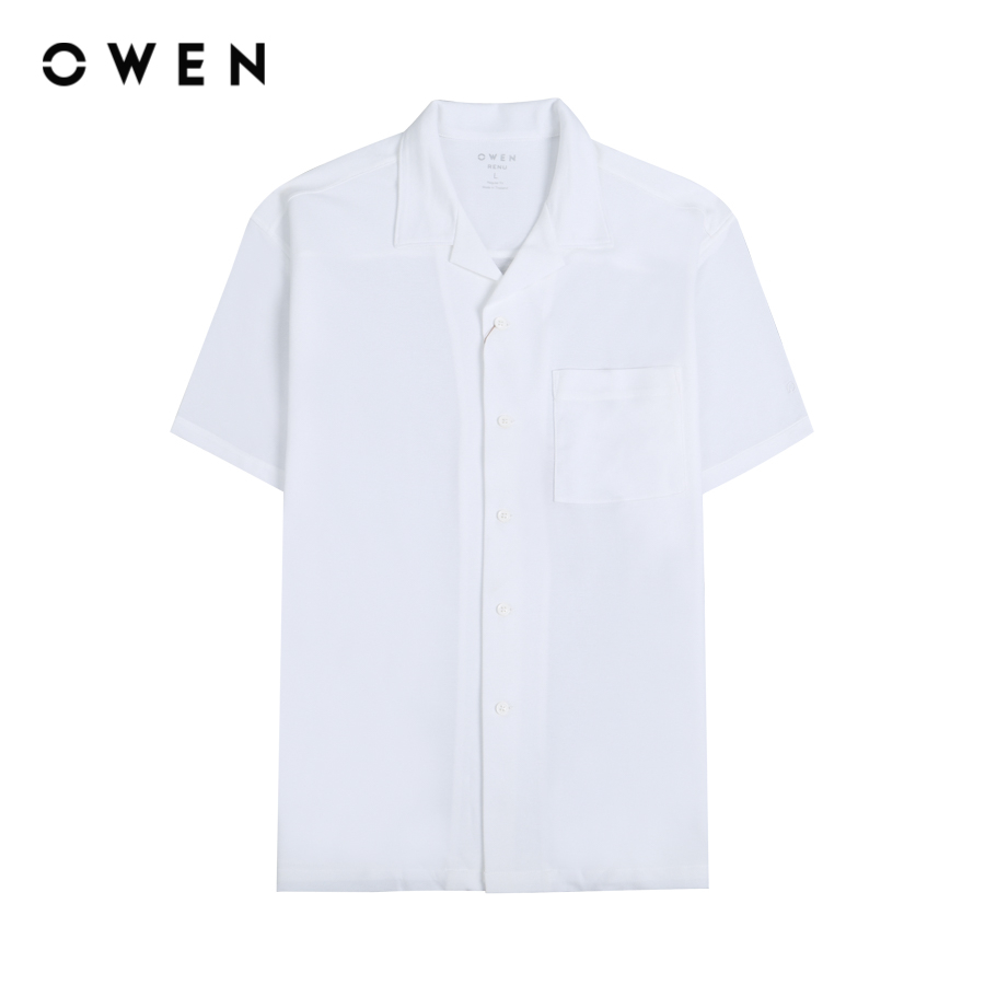 OWEN - Áo Sơ mi ngắn tay Nam Body Fit Trắng Renu - AE231547
