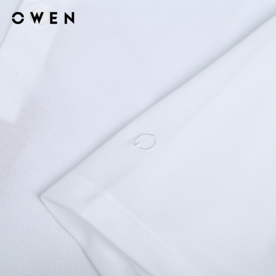 OWEN - Áo polo ngắn tay Bodyfit Trắng chât liệu Renu - APT231542