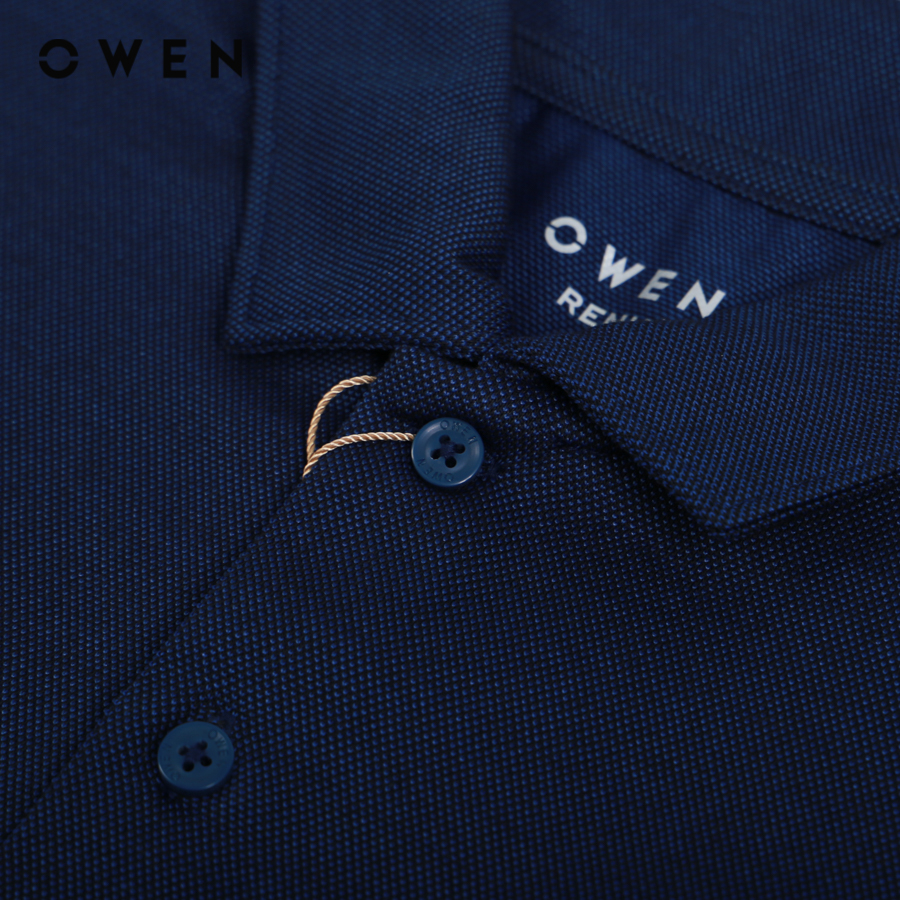 OWEN - Áo polo ngắn tay Bodyfit Navy chât liệu Renu - APT231543