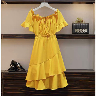 Đầm trễ vai bèo lai 3 màu (kèm hình thật)