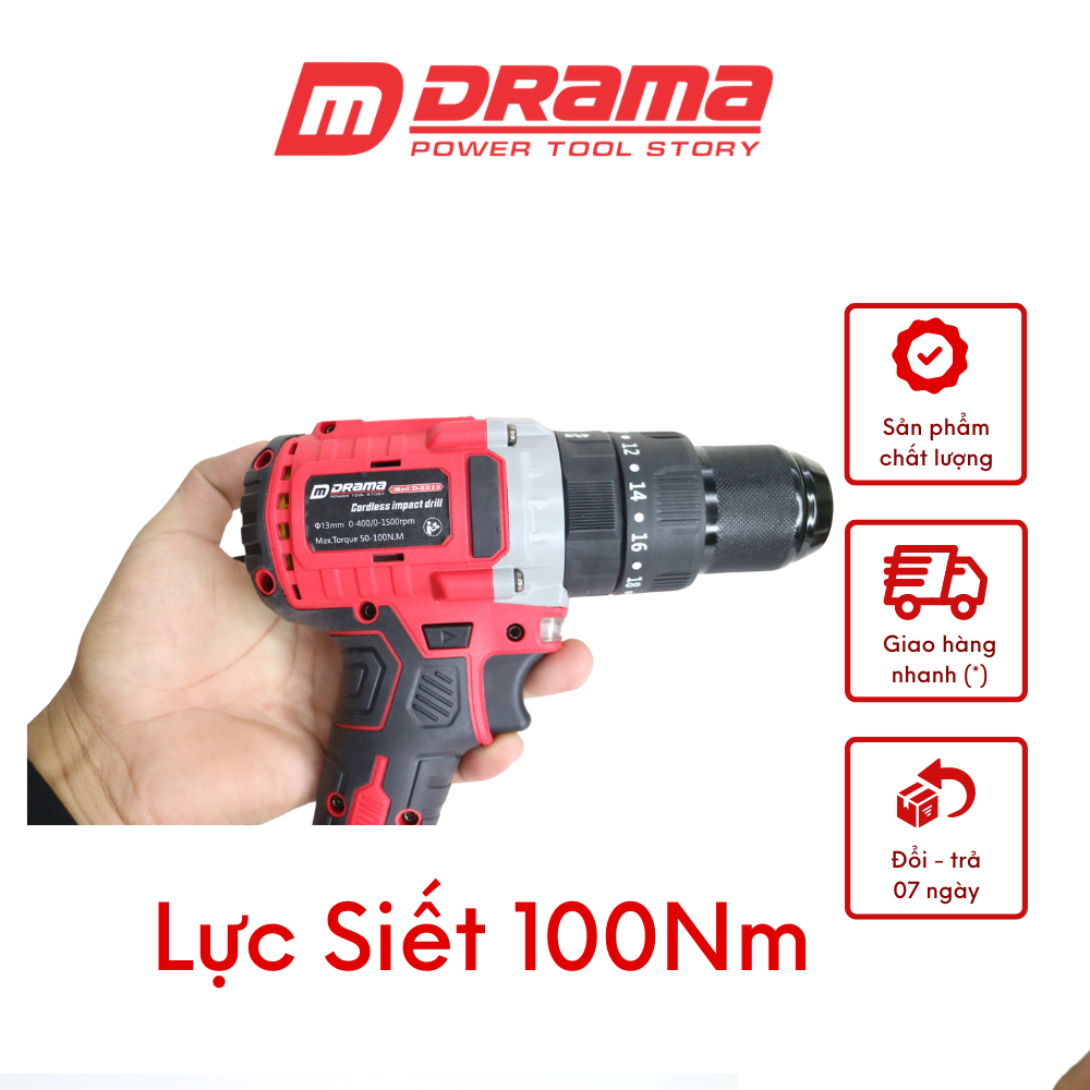 Thân Máy Khoan Pin DRAMA 5213 - Khoan pin 3 Chức Năng  13MM Không Chổi Than