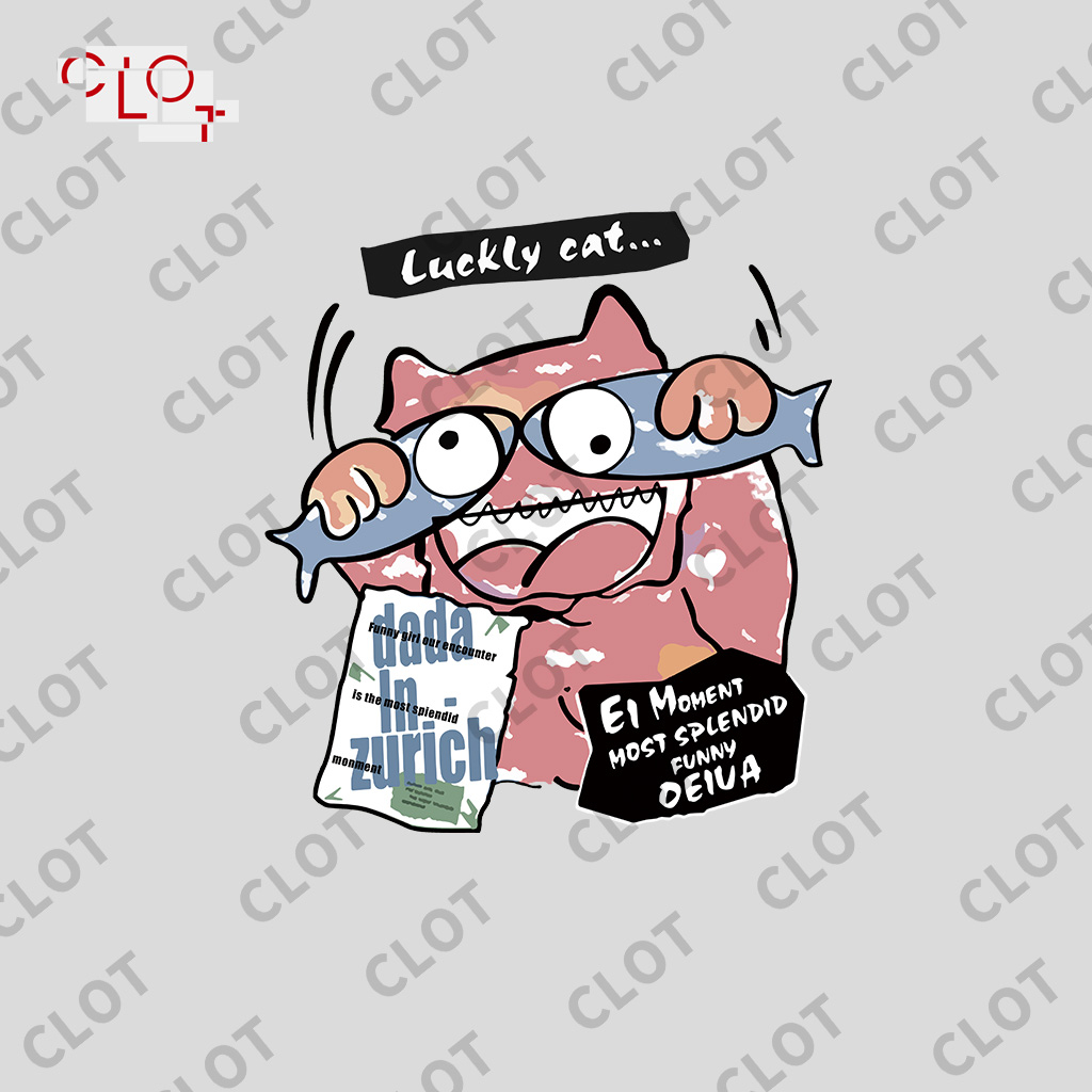 CLOT local brand Áo phông nữ trắng Luckly Cat thời trang nữ vintage bigsize tee unisex 100%Cotton