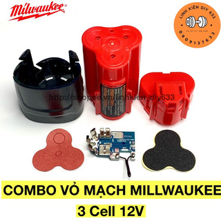 Combo vỏ mạch milwaukee 12v đóng 3 cell 18650