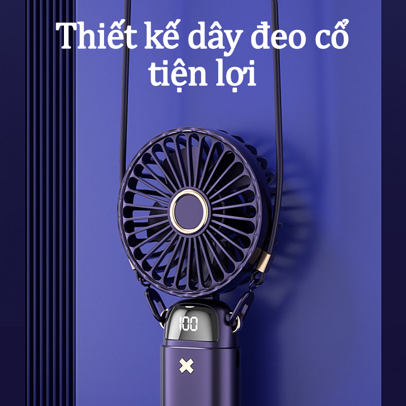 Quạt Cầm Tay Mini Tích Điện Siêu Mát 5 Cấp Độ Pin Trâu 6000mAh Có Đế Để Bàn Kiêm Giá Đỡ Điện Thoại Tặng 2 Viên Nén Thơm