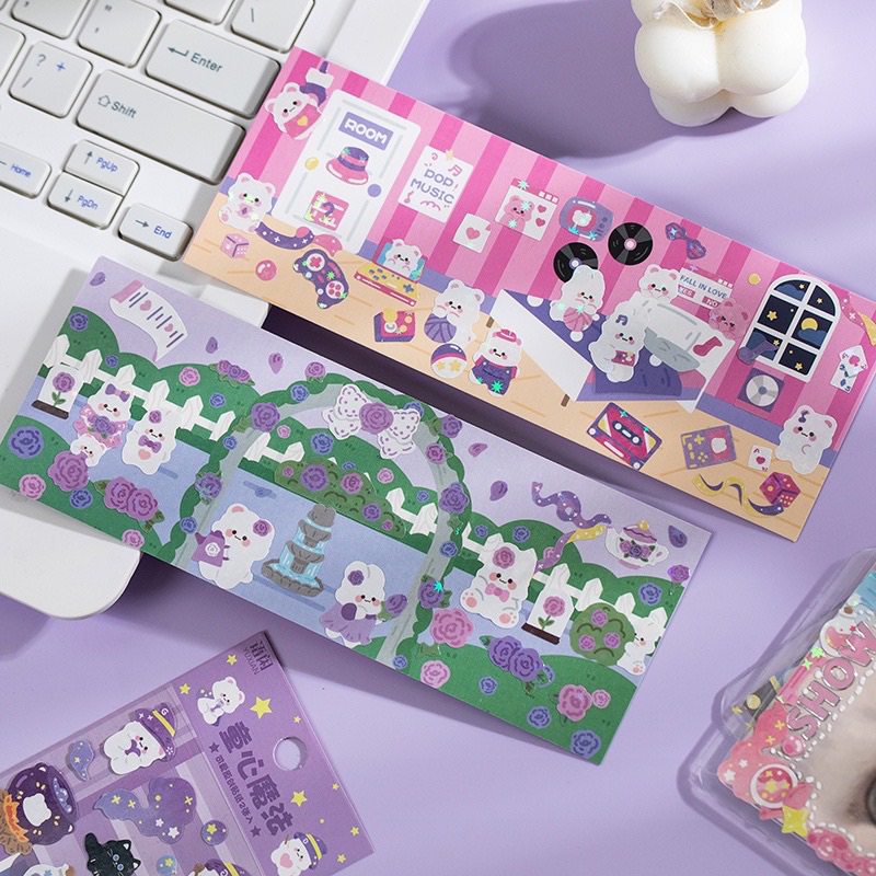 Set 2 sticker trang trí hologram hàn quốc xinh xắn