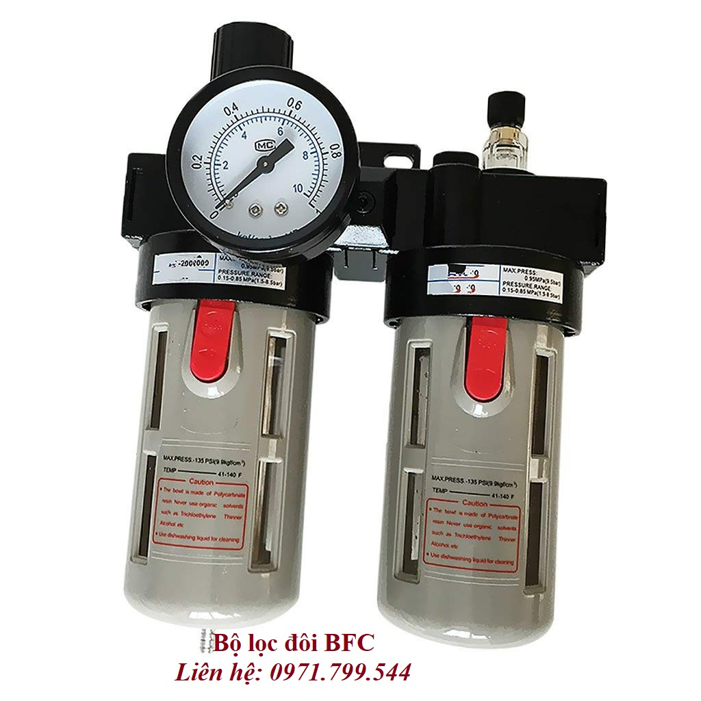 BỘ LỌC ĐÔI BFC2000 KHÍ NÉN LOẠI TO KÈM VAN ĐIỀU ÁP REN 13MM GIÁ SỈ