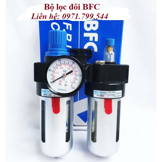 BỘ LỌC ĐÔI BFC2000 KHÍ NÉN LOẠI TO KÈM VAN ĐIỀU ÁP REN 13MM GIÁ SỈ