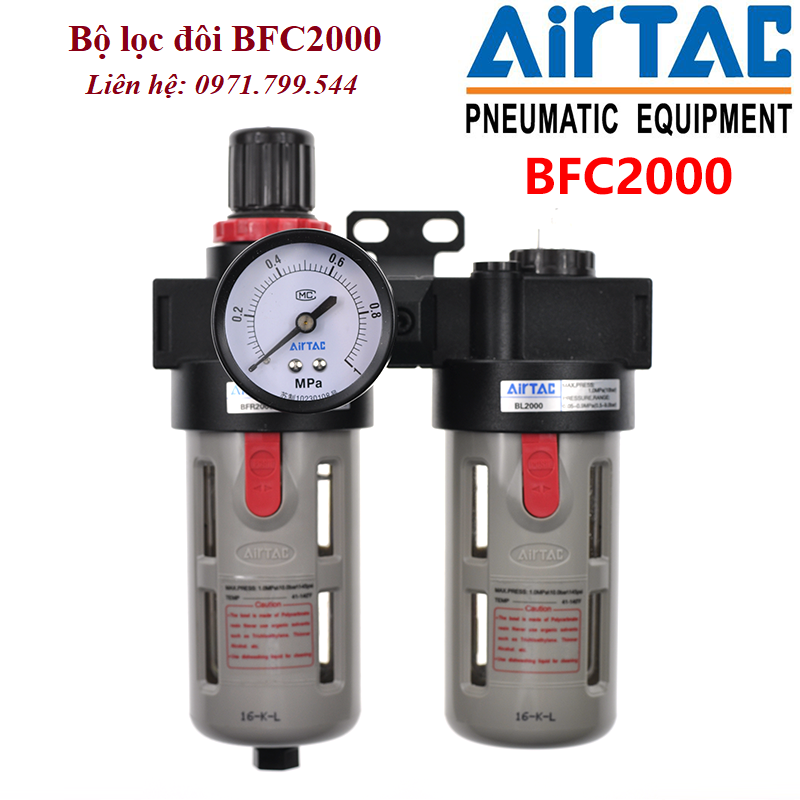 BỘ LỌC ĐÔI BFC2000 KHÍ NÉN LOẠI TO KÈM VAN ĐIỀU ÁP REN 13MM GIÁ SỈ