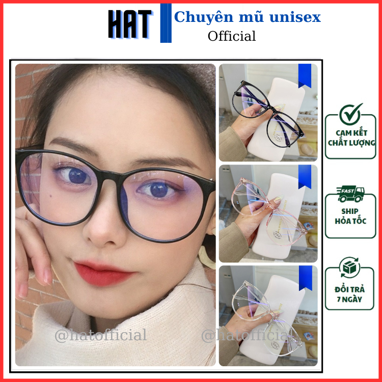 Mắt kính gọng tròn nhựa trong suốt, gọng kính tròn, kính mát chống ánh sáng xanh dành cho nam nữ KMT01 - HAT Style