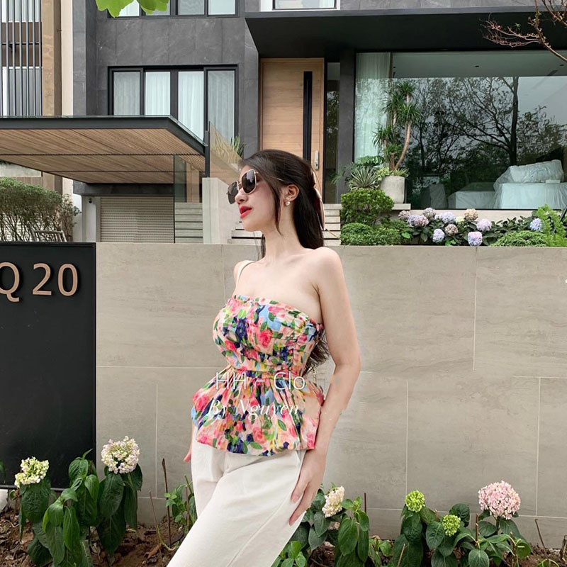 Áo Kiểu, Áo Quây Hoa Cúp Ngực Chân Xòe Hàng Quảng Châu AP089 - Lolla Fashion