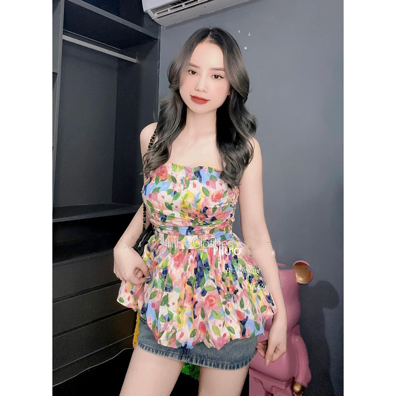 Áo Kiểu, Áo Quây Hoa Cúp Ngực Chân Xòe Hàng Quảng Châu AP089 - Lolla Fashion
