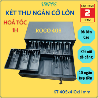 Ngăn kéo đựng tiền cỡ lớn Roco 407,Két thu ngân kết nối máy in hoá đơn,phần mềm quản lý bán hàng
