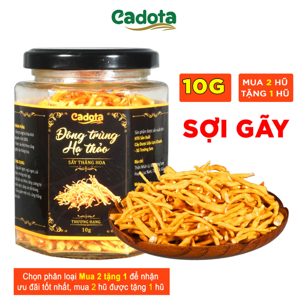 Hũ 10Gr Đông Trùng Hạ Thảo khô SỢI GÃY BÁN LẺ RẺ NHU BÁN BUÔN, Chỉ kém loại 1 về hình thức còn chất lượng không đổi