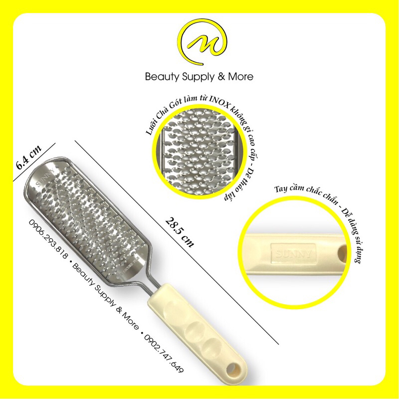 Cây Chà Gót Chân Inox Win/Sunny Mỹ lâu mòn không rỉ sét.