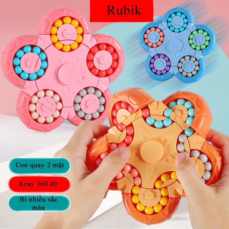 Đồ chơi xếp hình khối rubik dạng bông hoa 5 cánh, lật 10 cạnh, xoay 360 độ nhiều màu sắc