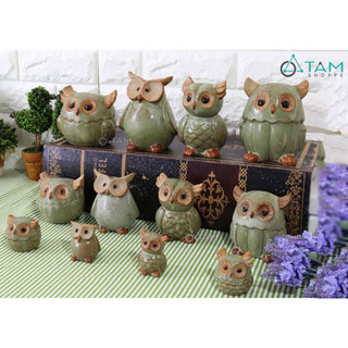 Tượng cú mèo gốm xanh ngọc Vintage TCV-CUMEO-01_TTTM