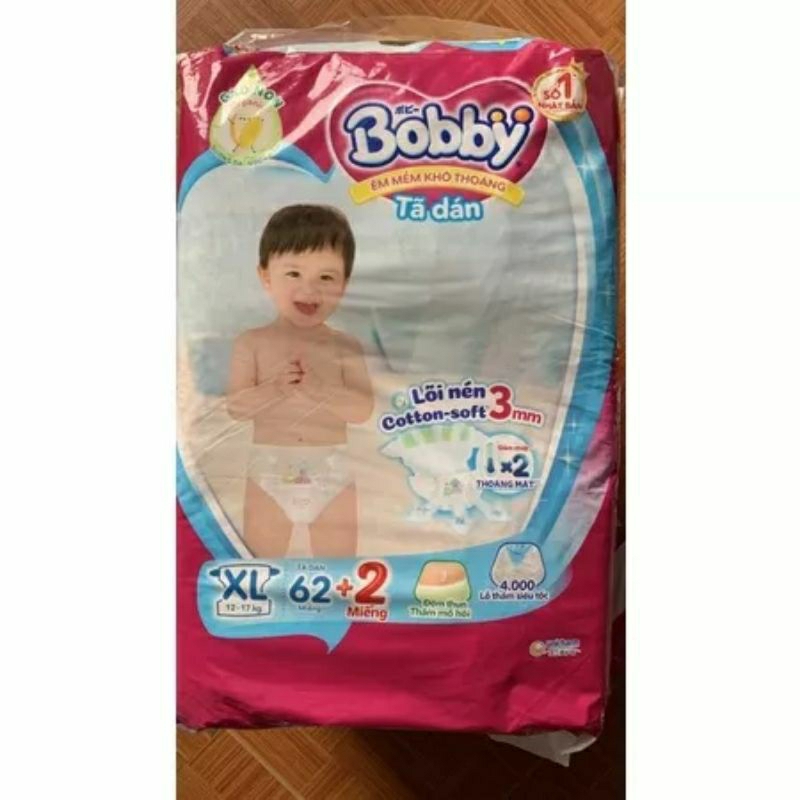 《 HCM 》 TẶNG 8 MIẾNG + ĐÀN NHẠC 👉 Tã quần / tã dán Bobby siêu mỏng S80+2 / M76+8 / L68+2 / XL62+8 / XXL56+8
