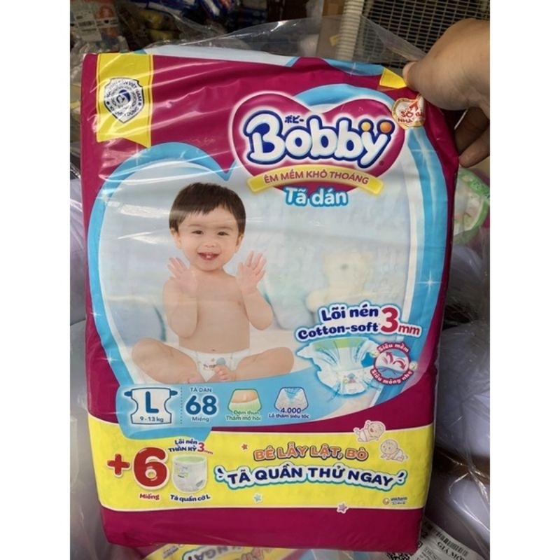 《 HCM 》 TẶNG 8 MIẾNG + ĐÀN NHẠC 👉 Tã quần / tã dán Bobby siêu mỏng S80+2 / M76+8 / L68+2 / XL62+8 / XXL56+8