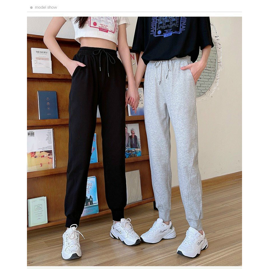 Quần Jogger Nữ Trơn Bo Gấu 3 Màu Ullzang Unisex Nam Nữ D0