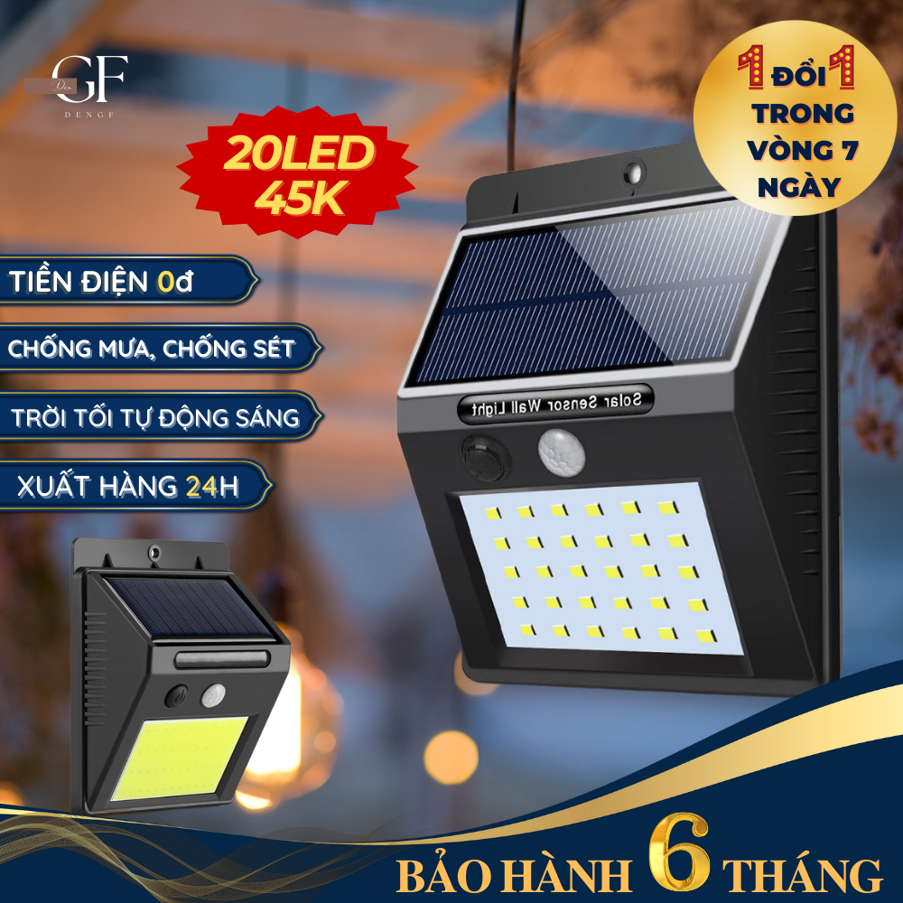 Đèn cảm biến năng lượng mặt trời 20/30LED chống nước sử dụng ở sân vườn đèn đường đèn trong nhà và ngoài trời dễ lắp đặt