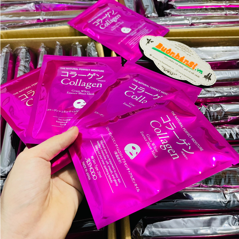 Mặt Nạ Aishodo Grace White Collagen Face Mask  Nhật Bản